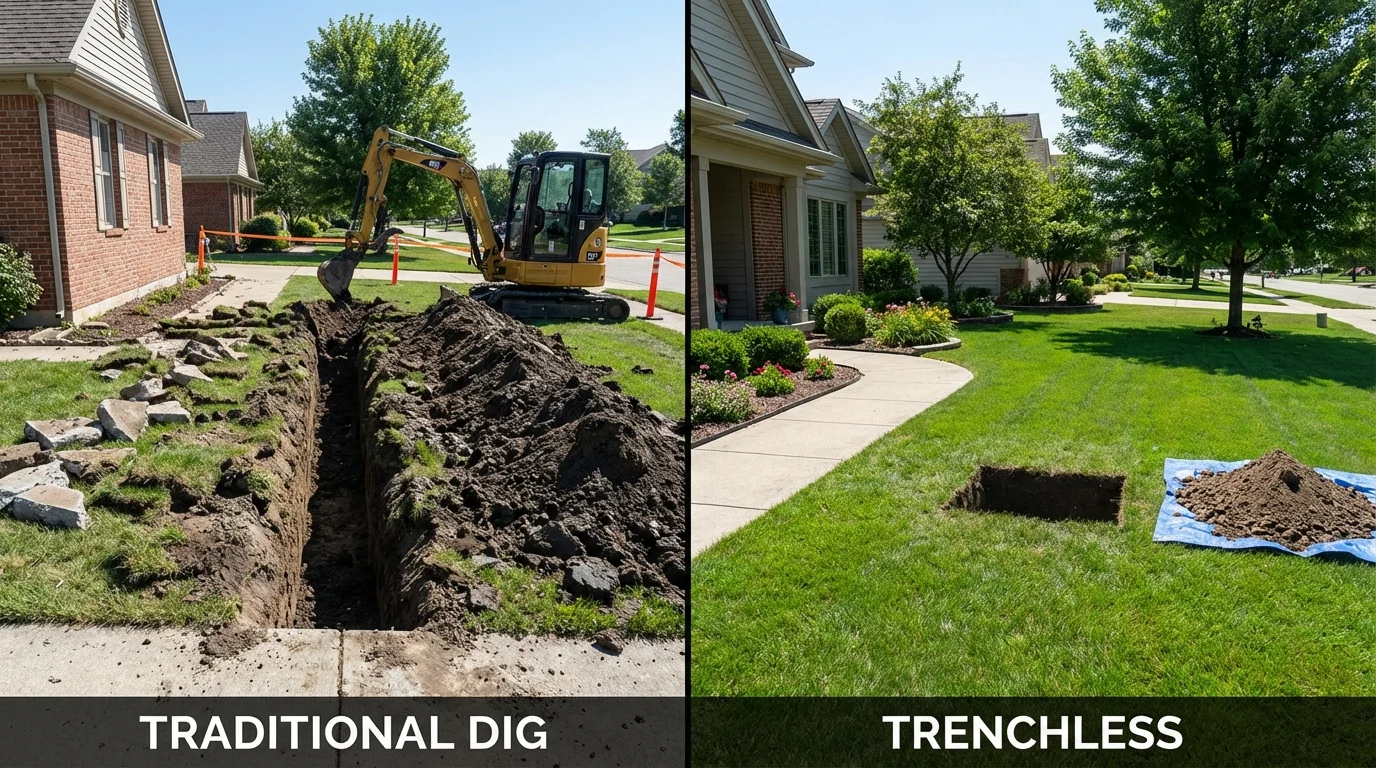 Trenchless sewer repair with minimal yard damage versus traditional excavation in Templeton, CA